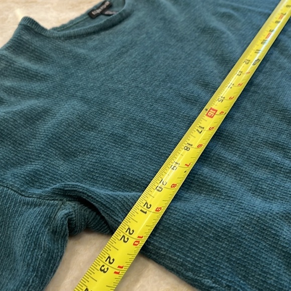 Eileen Fisher Boxy Velour Top | Teal Ribbed‎ Cotton | Size Medium - Picture 8 of 10